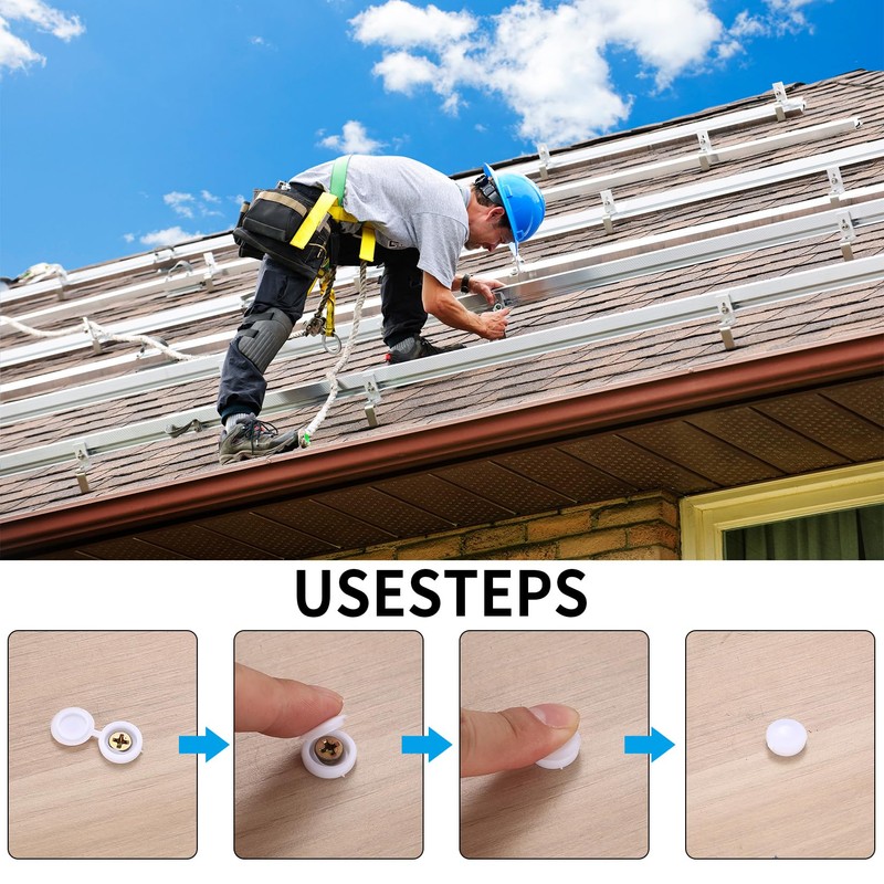 250 Pcs Plastic Screw Cover Caps for Screws, Plastic White