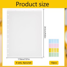 PLIGREAT 16 Pcs Semi-Transparent Blank Top Index Dividers Disc Notebook Binder Dividers with 160 Pcs Colorful Rectangle Labels Stickers for Happy Planner Calendar Office Binder Tabs