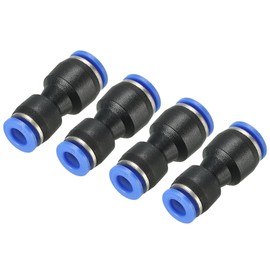 uxcell Push to Connector Fitting, 8mm to 6mm Tube OD Quick Connect Air Line Hose Pipe Fitting Straight Pneumatic Connector, Black 4Pcs