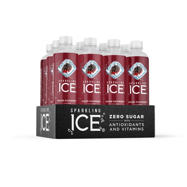 Sparkling Ice, Grape Raspberry Sparkling Water, with Antioxidants and Vitamins, Zero Sugar, 17 fl oz Bottles (Pack of 12)