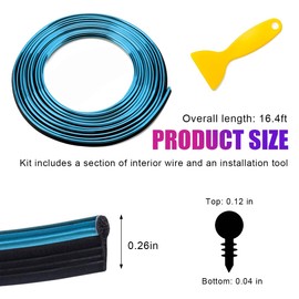 Yourkar Car Interior Trim Strips, 16.4ft Auto Decoration Styling Door Dashboard, DIY Vehicle Interior Filler Insert Flexible Strip with Installing Tool, Univeral Car Accessories (Blue)