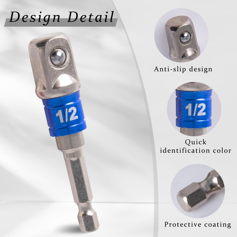Tycoonest 7Pcs Impact Socket Adapter and Reducer Set, Extension Drill