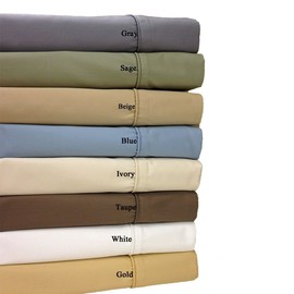 Royal Hotel Bedding 650-Thread-Count Bed Sheets - Wrinkle Free Sheets - Deep Pocket, Cotton Blend, Sateen Sheets, Hypoallergenic, 4 Piece - Cal King - Beige