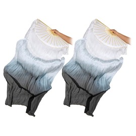 Hitopin 1 Pair Belly Dance Silk Fans, Chinese Dance Fan Veil, 180cm Length Dancing Fan, Props Silk Fan, Silk Belly Dance Fan Veil, Dancer Practice Long Imitation Dance, Gifts for Dancers
