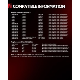 Torchbeam Rear Brake Calipers Set for Ford 2013-2020 Fusion 2.5L, Ford 2014-2020 Fusion 1.5T, Ford 2013-2020 Fusion 2.0T, Rear Left and Rear Right Calipers Replace # 18B5477+18B5476