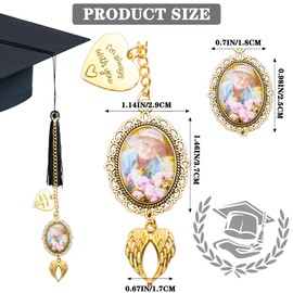 Bylion 2 Pack Custom Memorial Graduation Cap Photo Charm Class of 2025 Tassel Charms I Always with You Memorial Ceremony College Gift DIY Photo Chain Wear on Cap for Graduation (Gold)