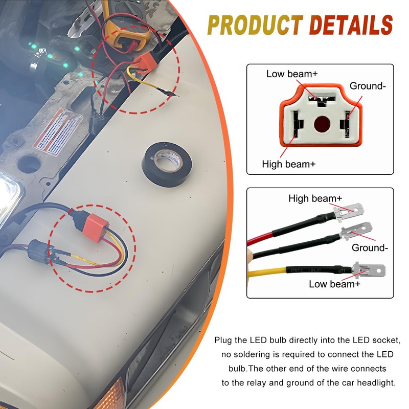 KVAEY 2 PCS H4 9003 HB2 Wiring Harness Headlight Socket,