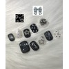 Black dot handmade nail tips - Stiletto / 블랙 도트
