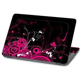 LidStyles Vinyl Protection Skin Kit Decal Sticker Compatible with HP ZBook 14 G1 (Black and Pink Butterflies)