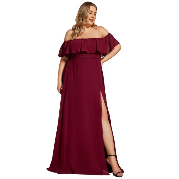 Ever-Pretty Women's Off Shoulder Short Sleeves Empire Waist Side Split