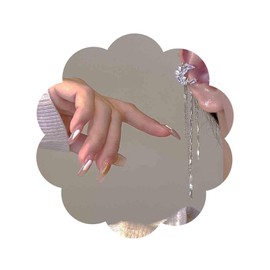 Aneneiceera Boho Crystal Moon Chain Earrings Silver CZ Moon Earrings Long Chain Clip On Earrings Rhinestone Earrings Jewellery for Women and Girls (Left), Zinc, No Gemstone