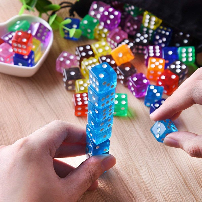 100 Pieces Six-Sided Dice Set, Colours Dice Set, Dice Games,