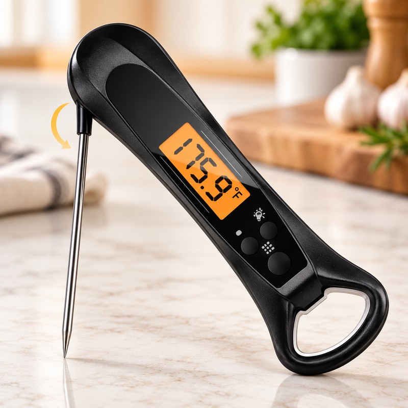 Digital Food Thermometer for Cooking & BBQ – Foldable Probe