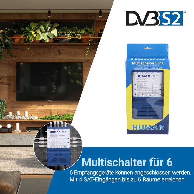 HUMAX HMS 56 SAT Multischalter Eingänge (Multischalter): 5 (4 SAT/1