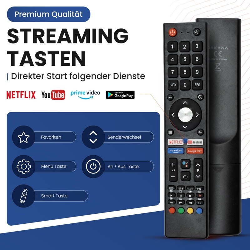 Dakana Ersatz Fernbedienung für ChiQ GCBLTV02ADBBT Changhong Fernseher TV Remote