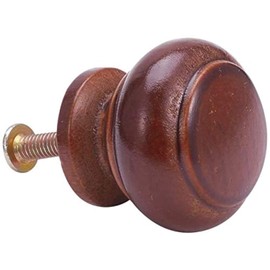 MroMax 25 Pcs 25mm Diameter Round Wooden Knobs Cabinet Furniture Kitchen Knobs Handles for Dresser Drawer Wardrobe Dark Red