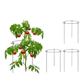 Relaxdays Trellis Set of 4 Round 29 cm High Metal and Plastic Sturdy Trellis Support for Growing Plants Black