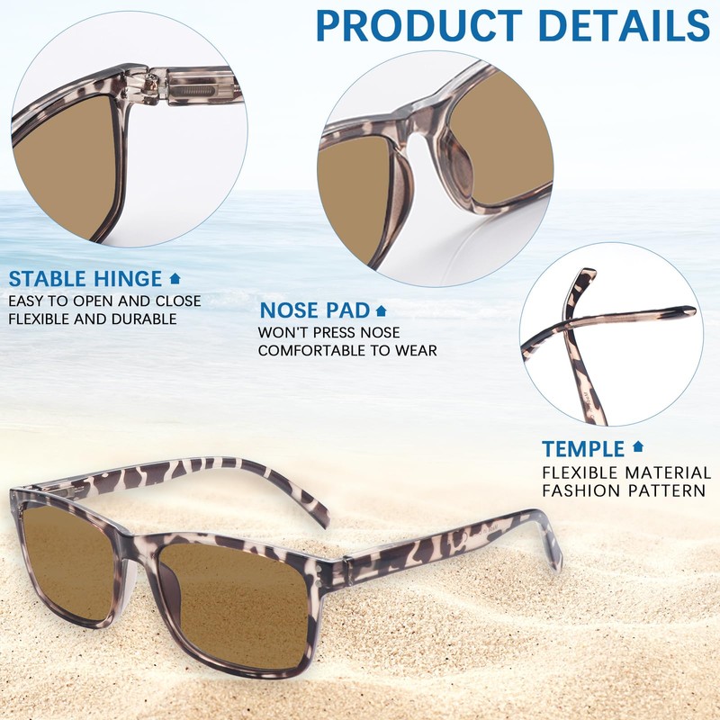 VIDEBLA 3 Pack Progressive Multifocus Reading Sunglasses for Women Men