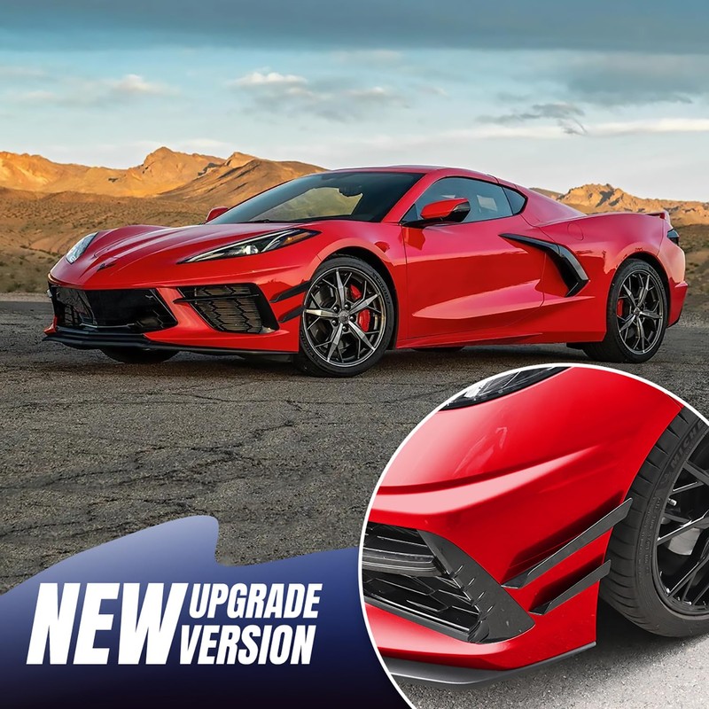 BILLFARO Front Bumper Side Canards,ABS Plastic Front Splitter Fin Body