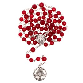 Red Holy Spirit Chaplet with Vibrant Round Beads and Silver-Tone Holy Ghost Medals | Catholic Devotional Prayer | Great Religious Gift for Confirmation and Ordination