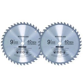 Wadoy 9 Inch Table Saw Blade, (2 Pack) 9" Circular Saw Blade 40 Tooth Carbide Tip 5/8