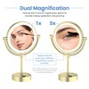 KIBI Circular Brushed Gold Finish Lighted Makeup Mirror with LED
