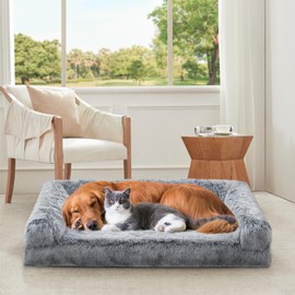 DEBANG HOME Orthopedic Dog Bed for Medium Dogs Breeds, Dog Sofa Beds with Pillow,High Density Egg Crate Foam Dog Beds,Waterproof Deluxe Plush Couch Dog Bed with Removable Washable Cover