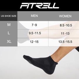 FITRELL 6 Pack Men's Athletic Running Ankle Socks Cushioned Wicking Anti-Blister Breathable Low Cut Tab Sport Socks, Black, X-Large