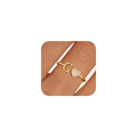 Fimhut Initial Rings for Girls Women - 14K Gold Plated Letter G Initial Ring for Girls Teen Girl Gifts Trendy Stuff, 5 6 7 8 9 10 11 12 13 14 15 16 Year Old Girl Birthday Gifts