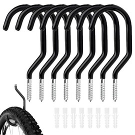 Fahrradhaken,8 Stück Decke Fahrrad Haken,Fahrradaufbewahrungshaken,Fahrradhaken Schwarz,Fahrradschraubhaken,Deckehaken/Wandhalterung Fahrradhaken für Fahrrad Aufbewahrung,Lager,Garage Fahrradhalter