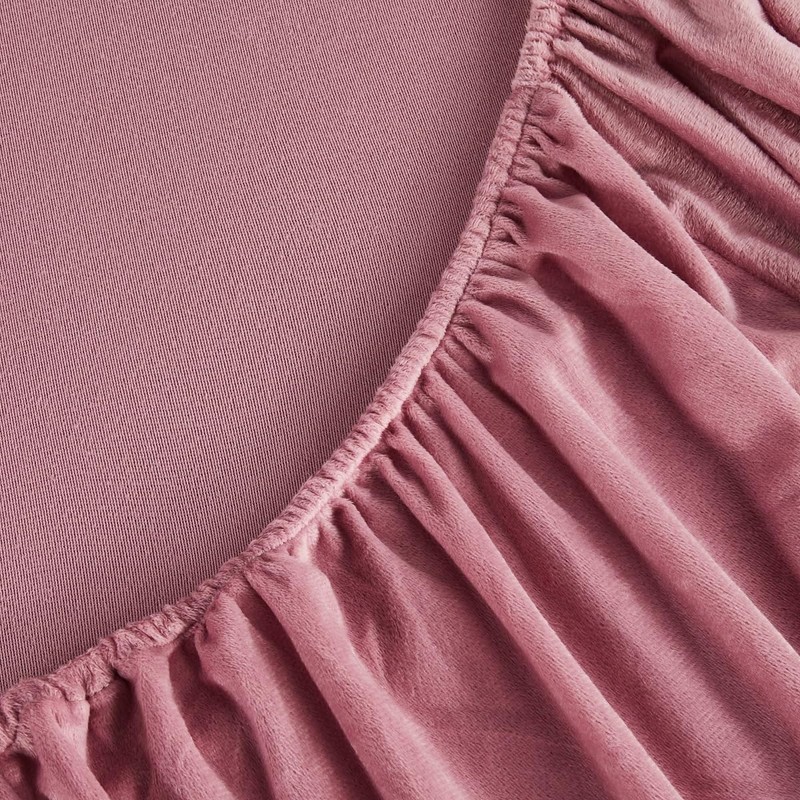 Fleece Fitted Sheet, 200 x 200 cm, Dusky Pink, Plush,