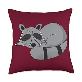 Kaisi Drawing, Snooze, Snooze, Dream Sleep, Dream Pajamas, Children's Snooze Light, Raccoon Sleep Throw Pillow, 18x18, Multicolor