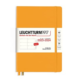 LEUCHTTURM1917 367602 Weekly Planner Medium (A5) 2024, 18 Months, Rising Sun, English