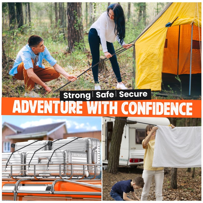 Bungee Cords with Hooks Heavy Duty Weatherproof & UV-Resistant Elastic