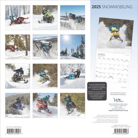 Snowmobiling | 2025 12 x 24 Inch Monthly Square Wall Calendar | Wyman Publishing | Winter Snow Sport Vacation