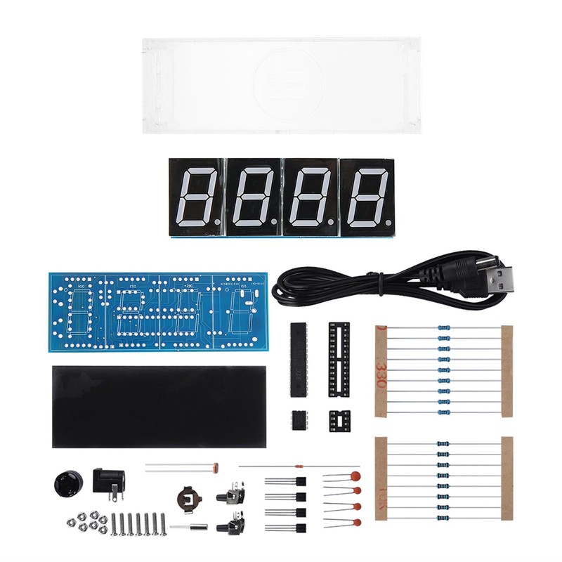 Risegun DIY Digital Clock Kit 4 Digit LED Clock Electronic