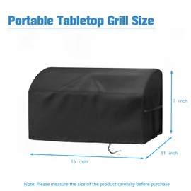 Jungda Grill Cover for Hibachi Grill,Outdoor Waterproof Small Tabletop Grill Cover Heavy Duty Camping BBQ Grill Cover - 16 x 11 x 7 Inch