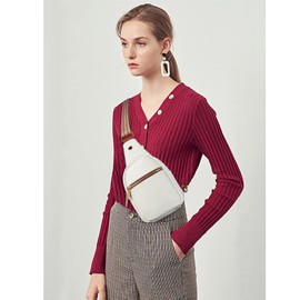 Telena Chest Bag Women's Sling Bag, PU Leather Crossbody Bag Small Shoulder Bag Women Shoulder Bags for Outdoor Sports/Travel/Shopping, 5-beige-2402, messenger