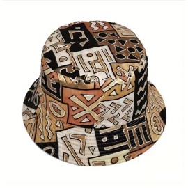 GLLifeStyles Vintage Geometric Reversible Unisex One Size Bucket Hat, Fishing, Sun, Water NWT