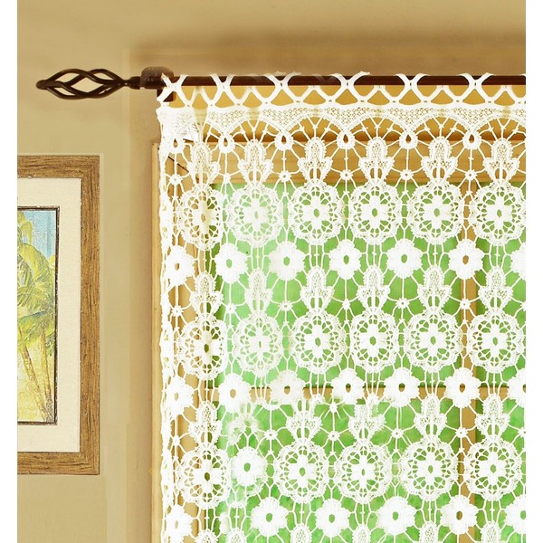 Today's Curtain Medallion Macramé Panel 63",Ecru,48W x 63L