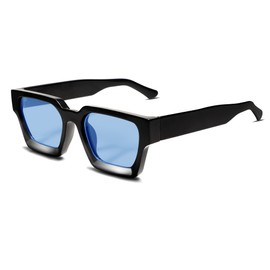 VANLINKER VL9731 - anteojos de sol cuadradas gruesas para hombres y mujeres, diseño retro rectangular, protección UV400, C3.1 - Negro/Azul, Mediano