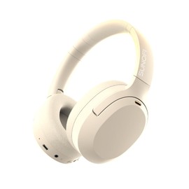 SunoFi Hybrid Active Noise Cancelling Headphones, Wireless Over Ear Bluetooth Headphones with Mic, 40H Playtime, Hi-Res Audio, Deep Bass, Foldable Comfort Fit Ear Cups for Travel, Office, Home (White)