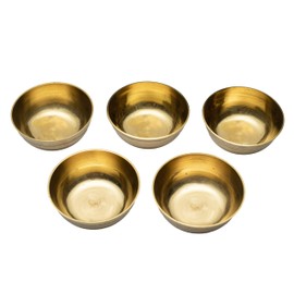 Set of 5 Decorative Brass Pooja Bowls Multipurpose Pooja small Brass Katori Prasad Bowls pooja articles Indian Traditional Festival Housewarming Puja New year Decorations (Size :- 2" Inches X 1" )