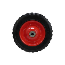 Shepherd Hardware 8" Semi-Pneumatic Replacement Wheel – Diamond Tread Rubber Tire with Steel Ball-Bearing Hub & 1/2" Bore – Flat-Free Wheel for Lawn Carts, Wagons, Hand Trucks & Equipment