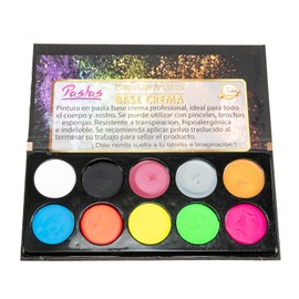 Bellet Bodypaint Paleta de pastas en crema 10 pastillas color neón y metálicos, colores varios