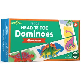 eeBoo: Floor Head to Toes Dominoes - Dinosaur - 28-Piece Matching Game, Large Colorful Dino Illustration Tiles, Skill-Building Play, Preschool-Kids 3+