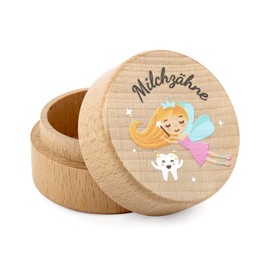 Tooth Box Milk Teeth, Wooden Box Milk Teeth, Tooth Box Milk Tooth Box Boy & Girl - for Christening and Birthday Gifts for New Parents (Flower Fairy)