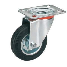 Dörner + Helmer 711142 Solid Rubber Castor Wheel with Roller Bearings 80 x 25 mm/Panel 100 x 85 mm