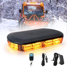 OPL5 Rechargeable Emergency Roof Top Strobe Light Wireless Battery, 17 Flashing Modes,High Low Brightness, Hazard Traffic Advisor Lights w/Magnetic Base, Remote Control for Construction Vehicles