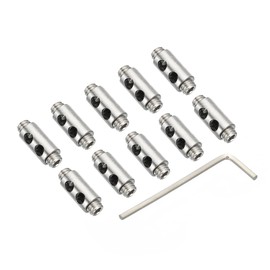 PATIKIL 10pcs 6X10mm Hole Wire Rope Clip Set Steel Double Hole Locking Cable Clamp Clips with M4x0.7 Hex Screw Spanner for Cable DIY Fittings Silver